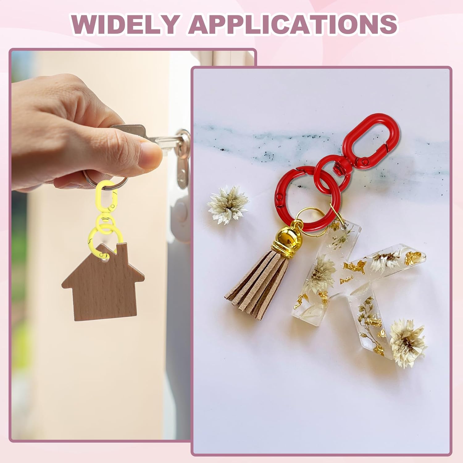 PATIKIL 2.2" Swivel Snap Hooks with Key Rings, 2Pcs Double Opening Metal Oval Swivel Spring Clasp Clip with O Ring for DIY Crafts Jewelry Lanyard Making, Black - Image 5