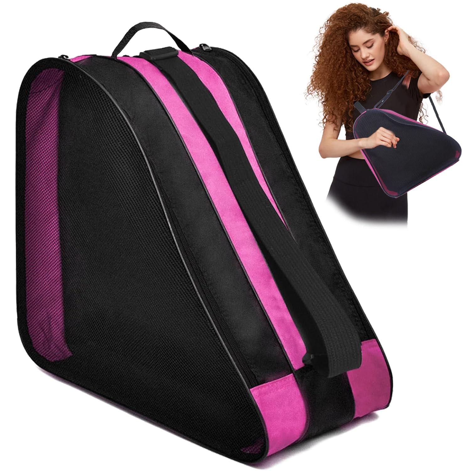 Borsa per Pattini da Ghiaccio, Borsa Pattini in Linea, Borsa da Pattinaggio con Tracolla Regolabile, Borsa per Pattini a Rotelle, Borsa Porta Pattini Ghiaccio, Borsa per Pattini a Rotelle per Bambini