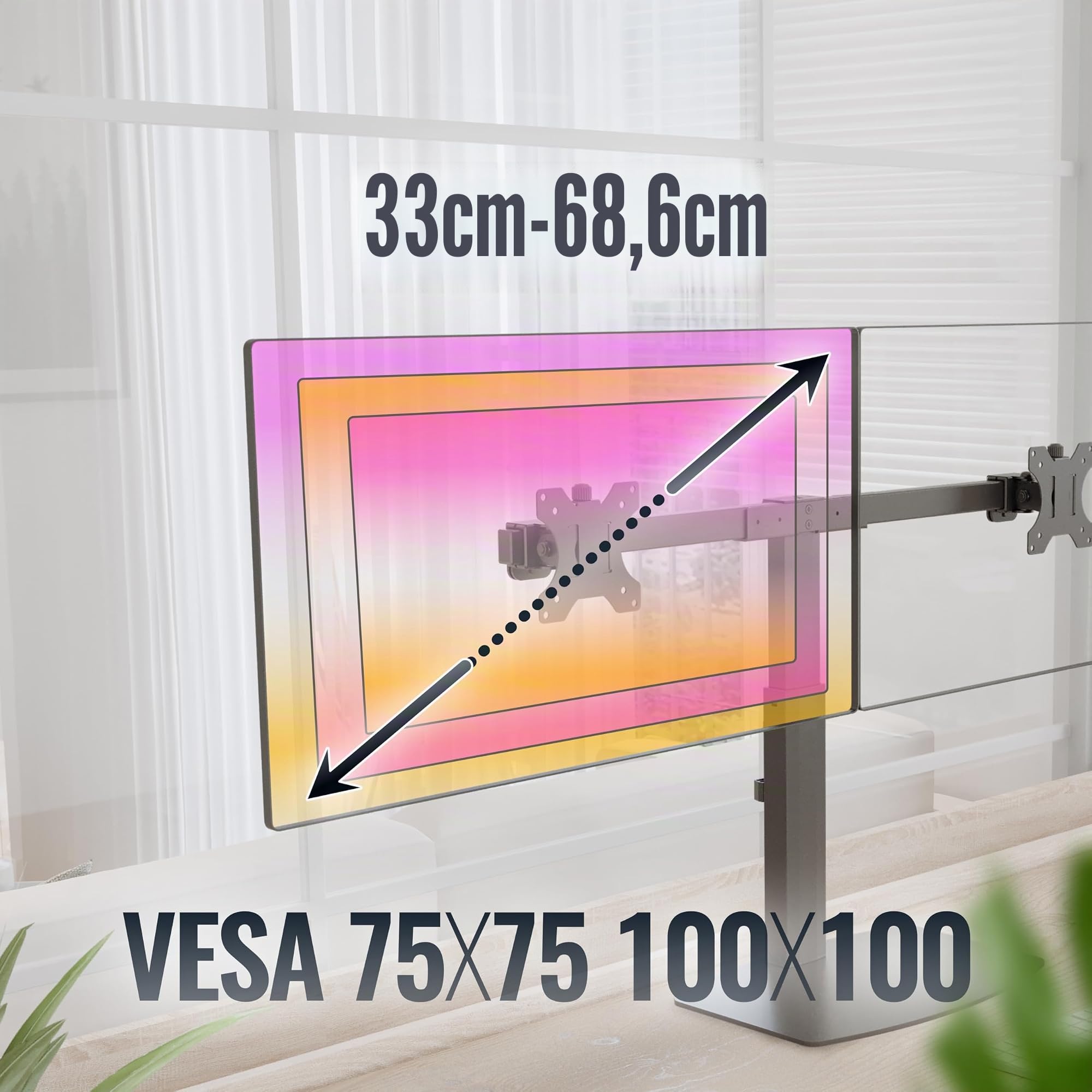 RICOO TS4111 Supporto monitor da scrivania 13-27 pollici per 13 27 pollici girevole inclinabile fino a 8 kg max VESA 100x100