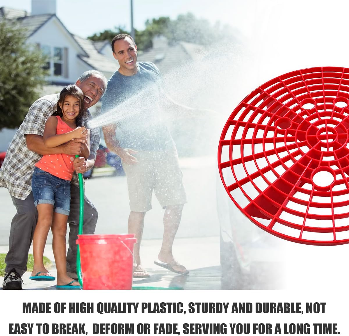 2 PCS Car Wash Bucket Insert, Car Wash Grit Filter Trap Dirt Fits 12 Inches Diameter Bucket, Insert for Automotive Detailing and Cleaning, Car Accessories (Red)