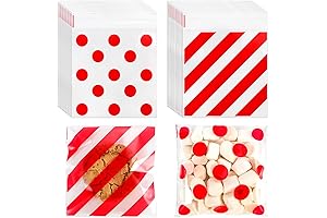 CUDICY Cellophane Bags for Cookies - 200pcs Self-Sealing Christmas Packaging