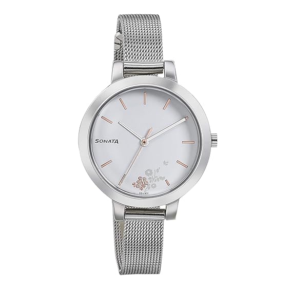 Sonata Silver Linings Analog White Dial Womens Watch-NN8141SM08