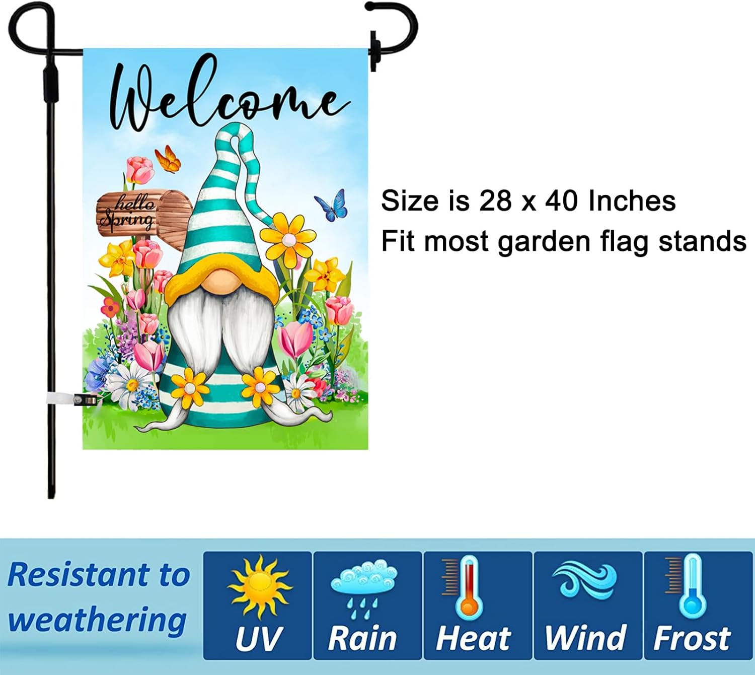 Set of 10 Gnome Seasonal Garden Flags,Double Sided 28 x 40 Inch Yard Flags,Large House Flags for outside, Christmas Spring Seasonal Flag for Outdoor,Holiday Garden Flags for All Seasons - Image 4