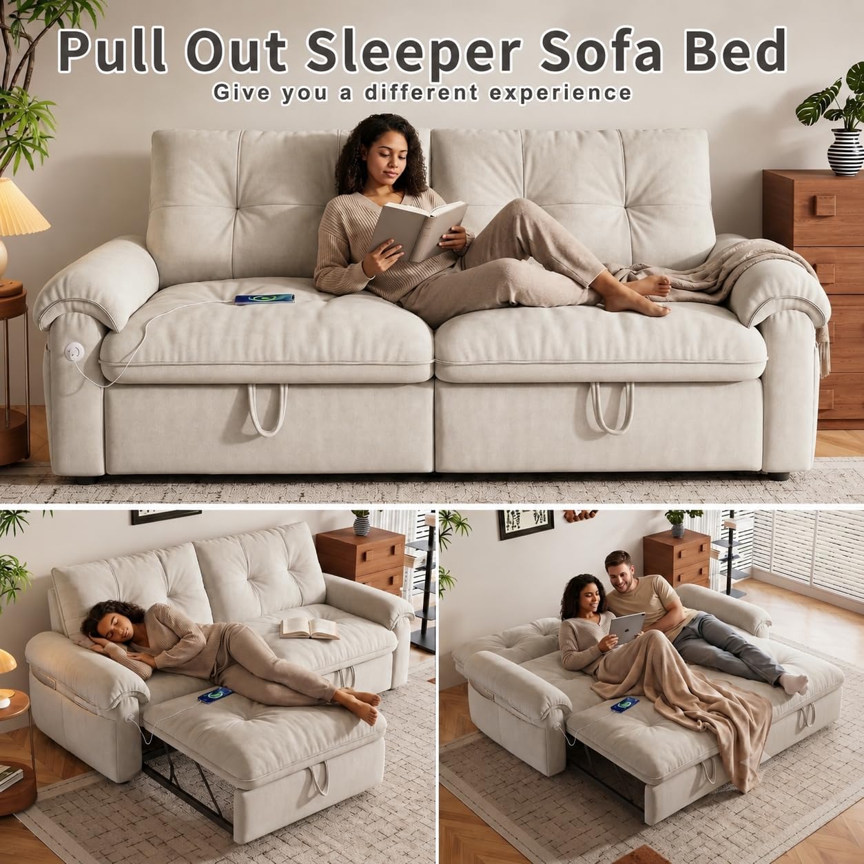 Best Queen Pull Out Couch Picks for 2026 2 howcool Queen Sleeper Sofa Bed, 77