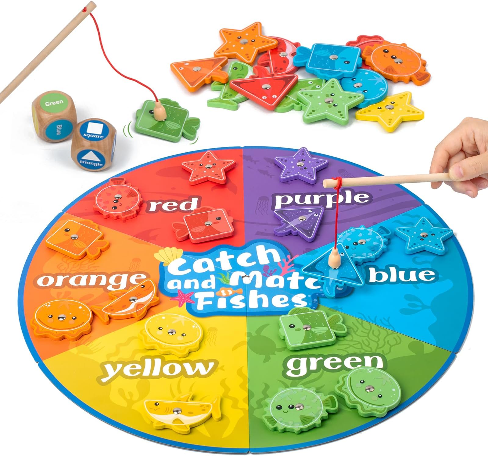 SmartwoWooden Magnetic Fishing Game for Kids, Montessori Toys for 2+ Year Olds, Educational Toys for 2-3-4 Years Old, Shape & Colour Sorting Toddlers, Fine Motor Skills Training, Girl Boy GiftThe Forest Stewardship Council