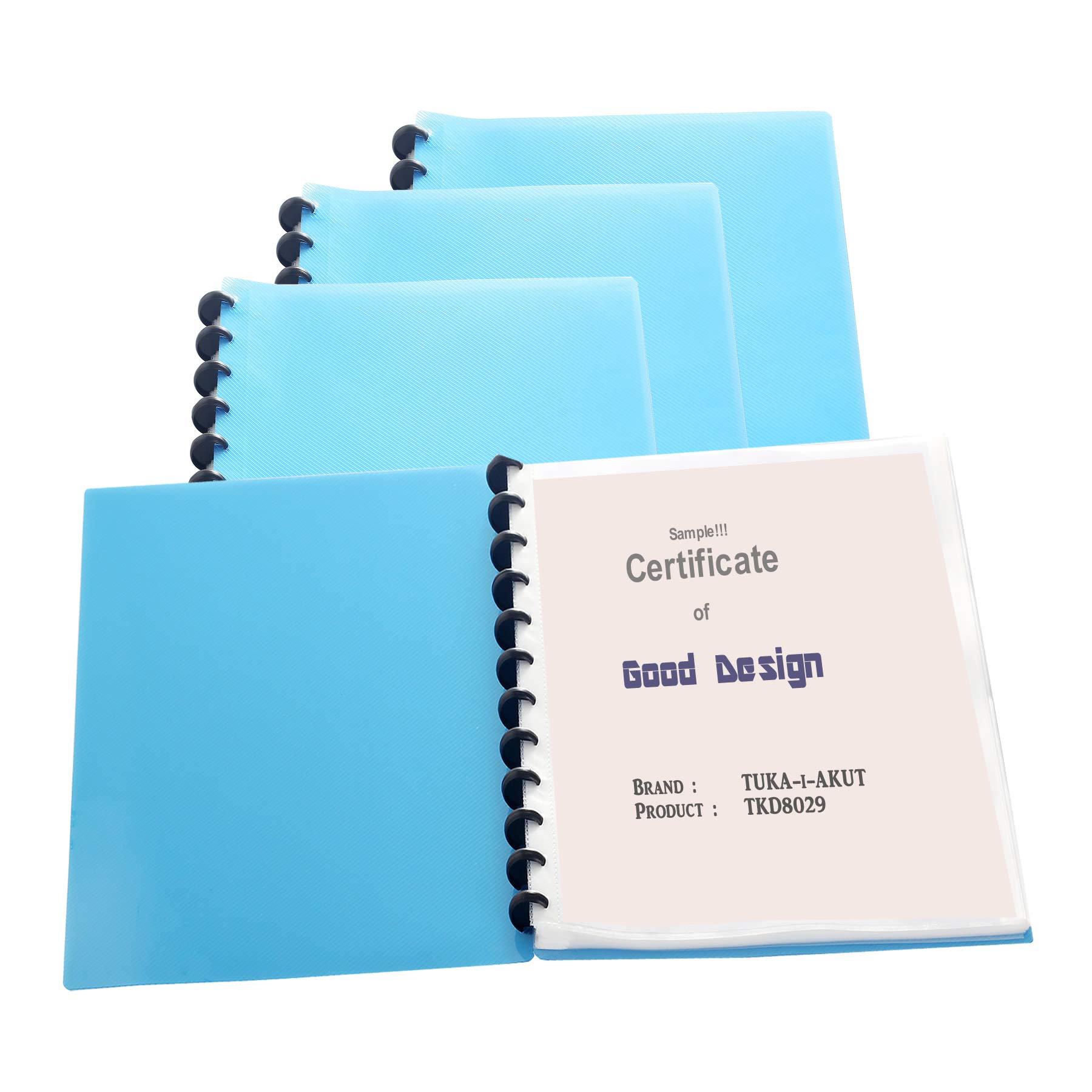 TUKA-i-AKUT 4pcs A4 PP Spiral Display Book with 40 Transparent Pockets, Solid Polypropylene Folder, 4er Pack, TKD8029 Blue - Image 2