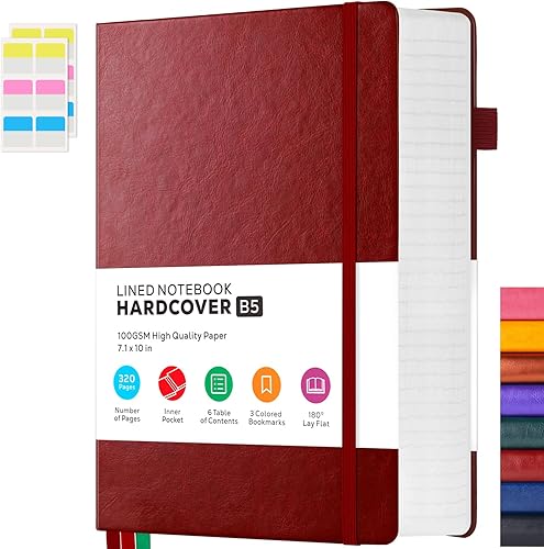 Miniatura 29 de Cuaderno Grueso en Formato Diario, Cuadernos de Cuero A5 con 320 Páginas de Papel Rayado para la Universidad, Cuaderno Diario de Tapa Dura para