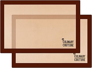 Culinary Couture Set of 2 Non-Stick Silicone Baking Mat Half Sheets - Reusable Silicone Mats for Baking Pans and Cookie Sh...