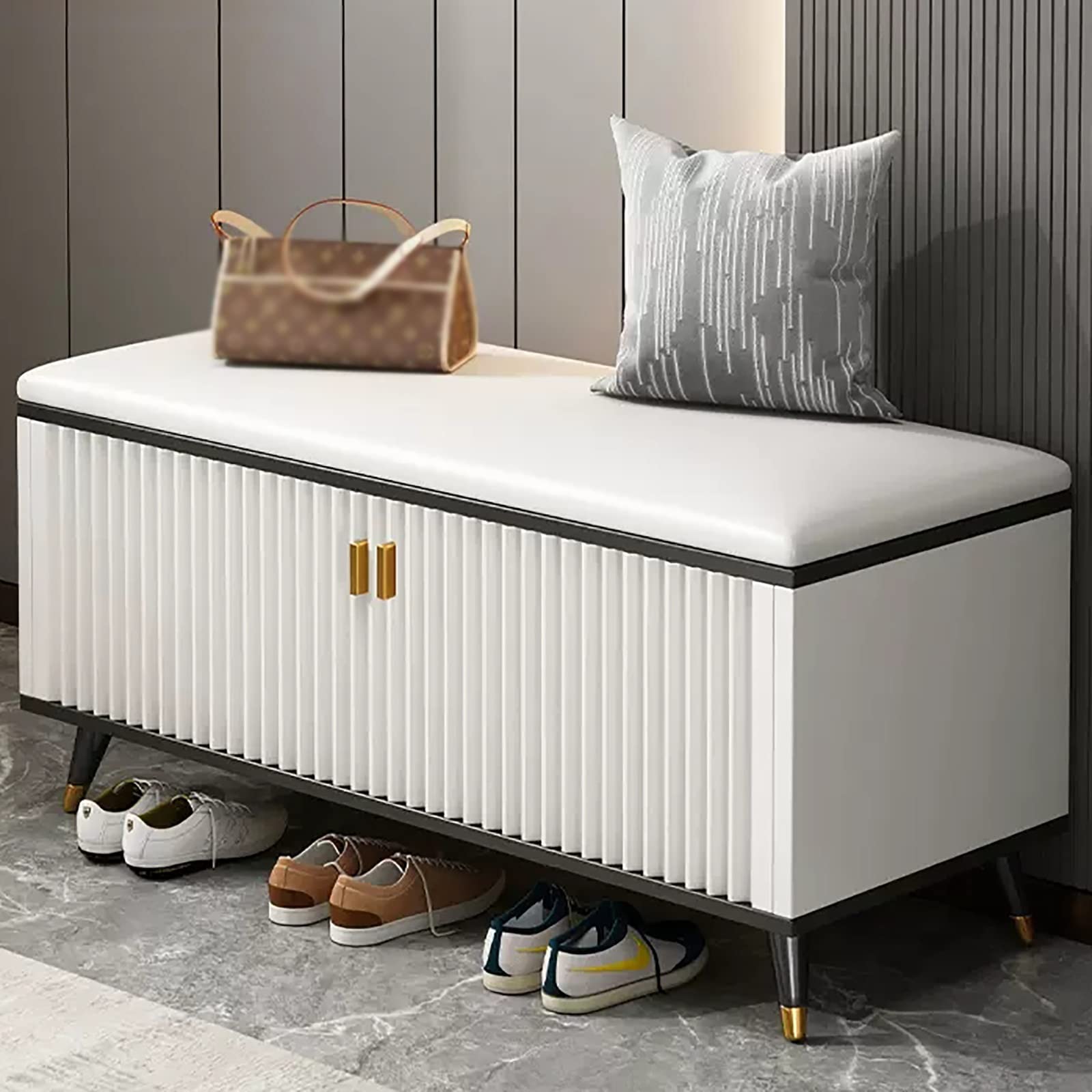 WJFTODAY Compact Shoe Rack for Entryway Covered Shoe Storage Cabinet & Bench Space Saving Shoe for Hallway Stylish Nizat Design Perfect for Home nization
