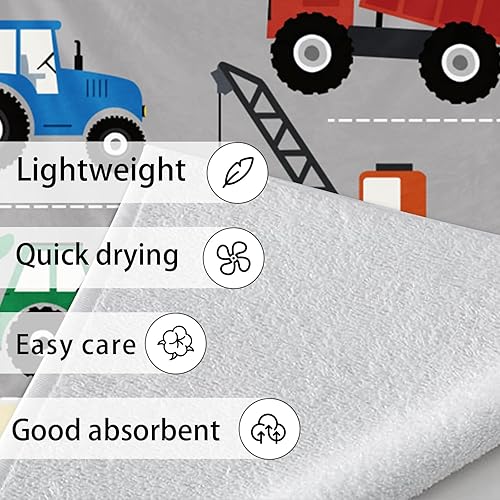 Miniatura 4 de Toalla de playa personalizada para niños, toalla de automóvil de construcción de secado rápido para niño con nombre personalizado, perfecta para la