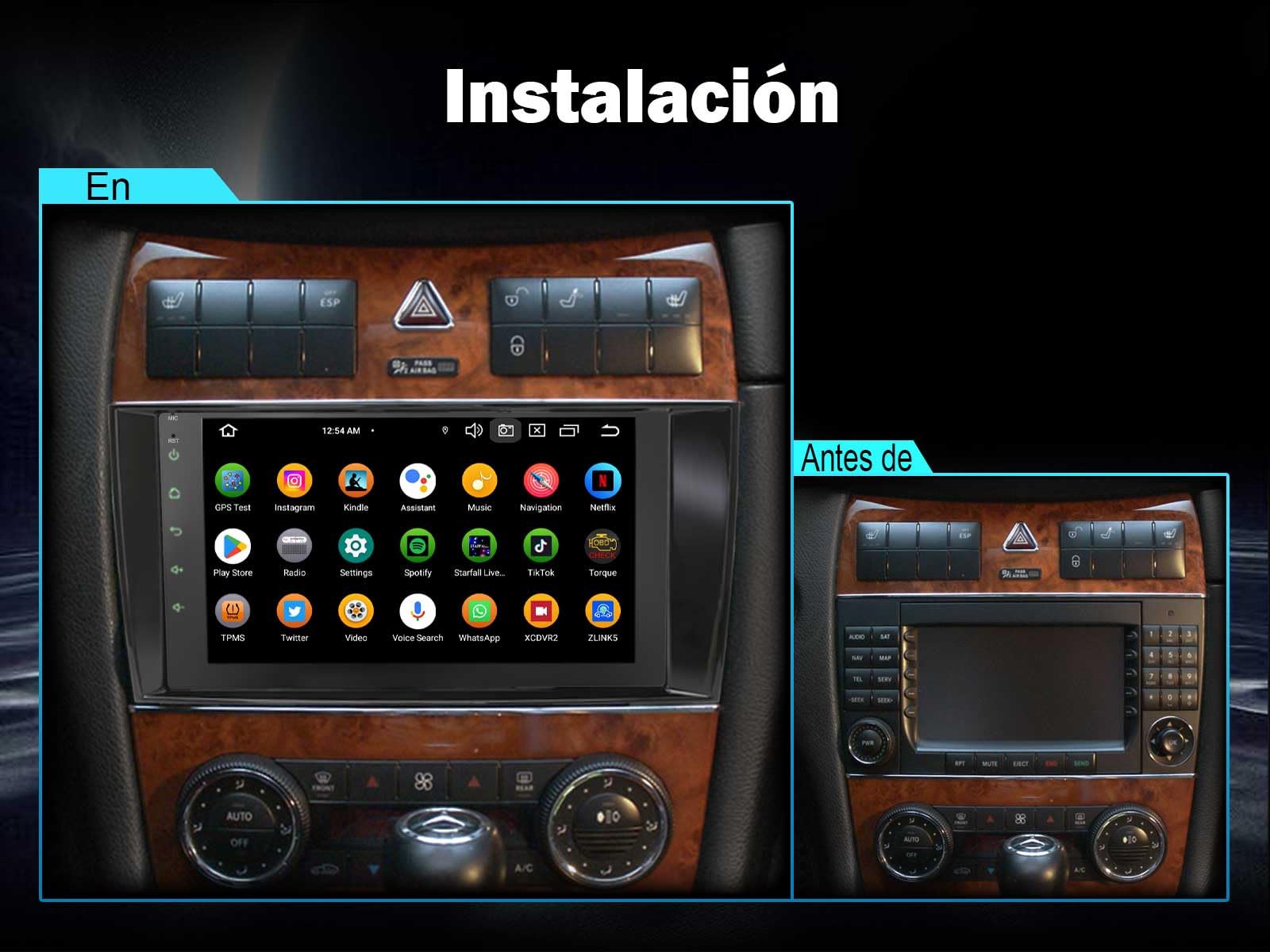 Erisin 8 Pulgadas 8-núcleo 4GB+64GB Android 16 Radio Coche Bluetooth Navegación GPS para Mercedes Benz CLK C209 A209 Soporta CarPlay Android Auto DSP WiFi 4G RDS USB Pantalla IPS OBD2 Canbus