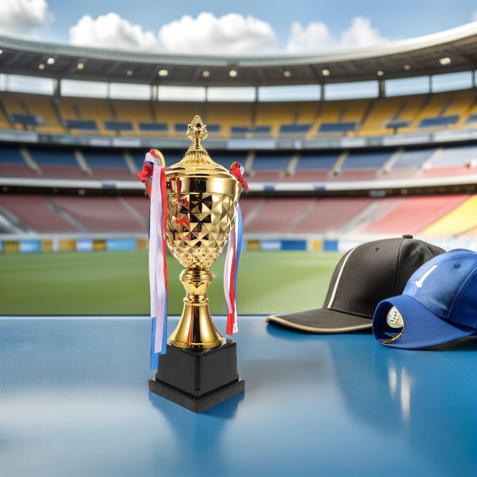 BESPORTBLE Copa Trofeo Grande de Metal para Competiciones Deportivas Premio Trofeo Versátil para Baloncesto Fútbol Atletismo y Hockey y Fácil de Exhibir