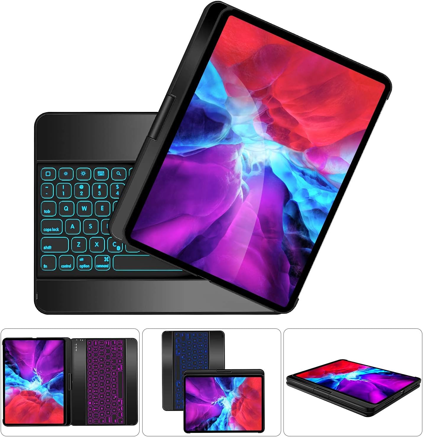 Black Friday 🔥 GreenLaw iPad Pro 11 inch Case with Keyboard, 3-Zone 7-Color Backlit, 360° Ratation, Type-C Rechargeable, Keyboard for iPad 5th/ 4th Generation 10.9 inch, iPad Pro 11 3rd/ 2nd/ 1st, Black