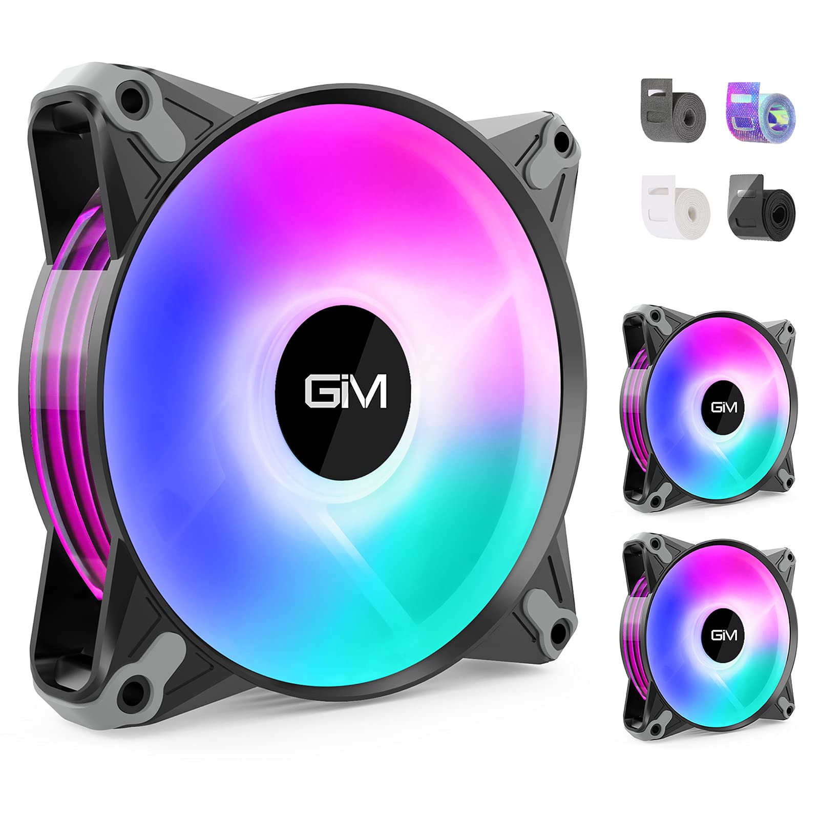 Buy PWM RGB Case Fans, GIM 120mm 3 Pack DIY PC Fan, Quiet Computer