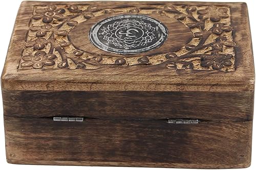 Miniatura 4 de Caja de almacenamiento de madera tallada a mano para chakras (corona)