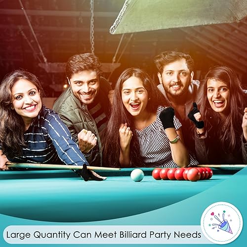 Miniatura 7 de Jenaai 50 guantes de piscina de nailon con 3 dedos para billar, mano izquierda y derecha, color negro, transpirable, elástico, accesorios deportivos