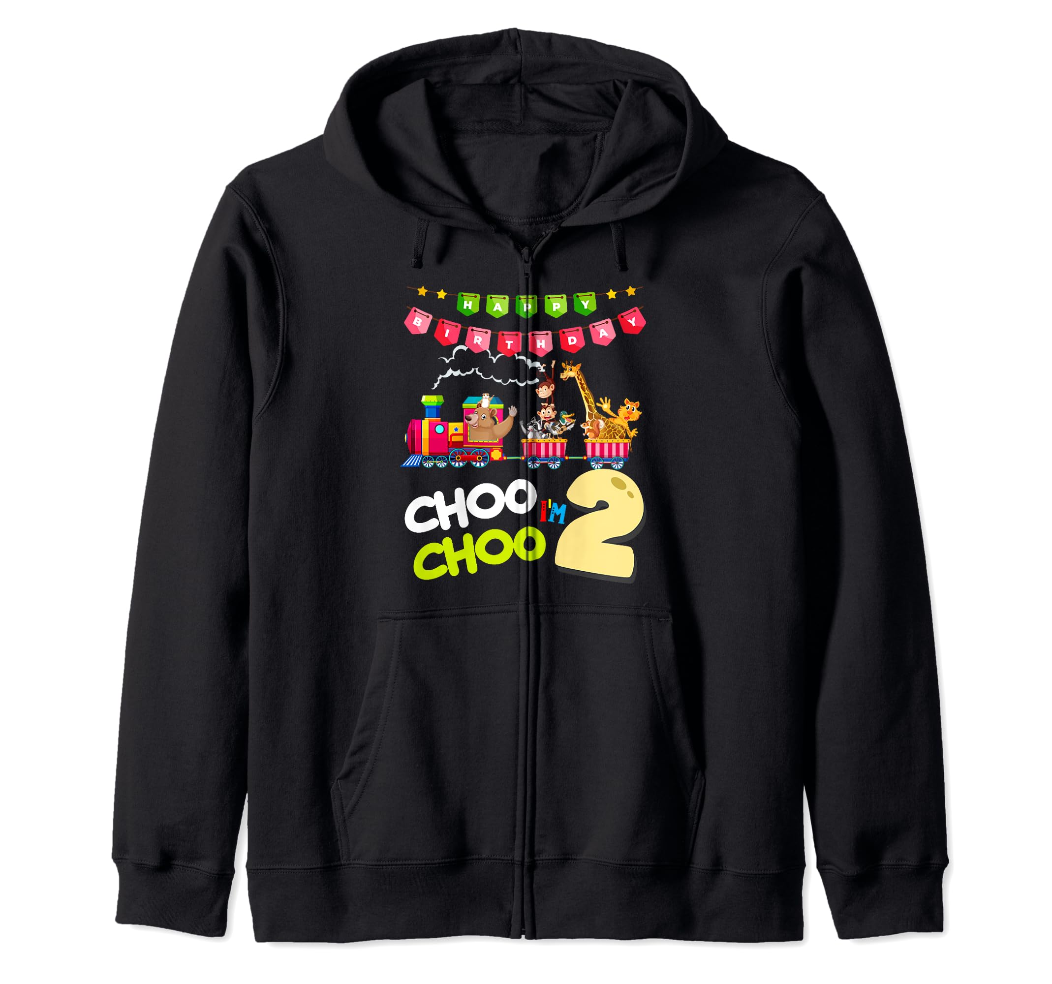 Choo Choo Train I Am Two Idea For Kids & 2nd birthday Zip Hoodie