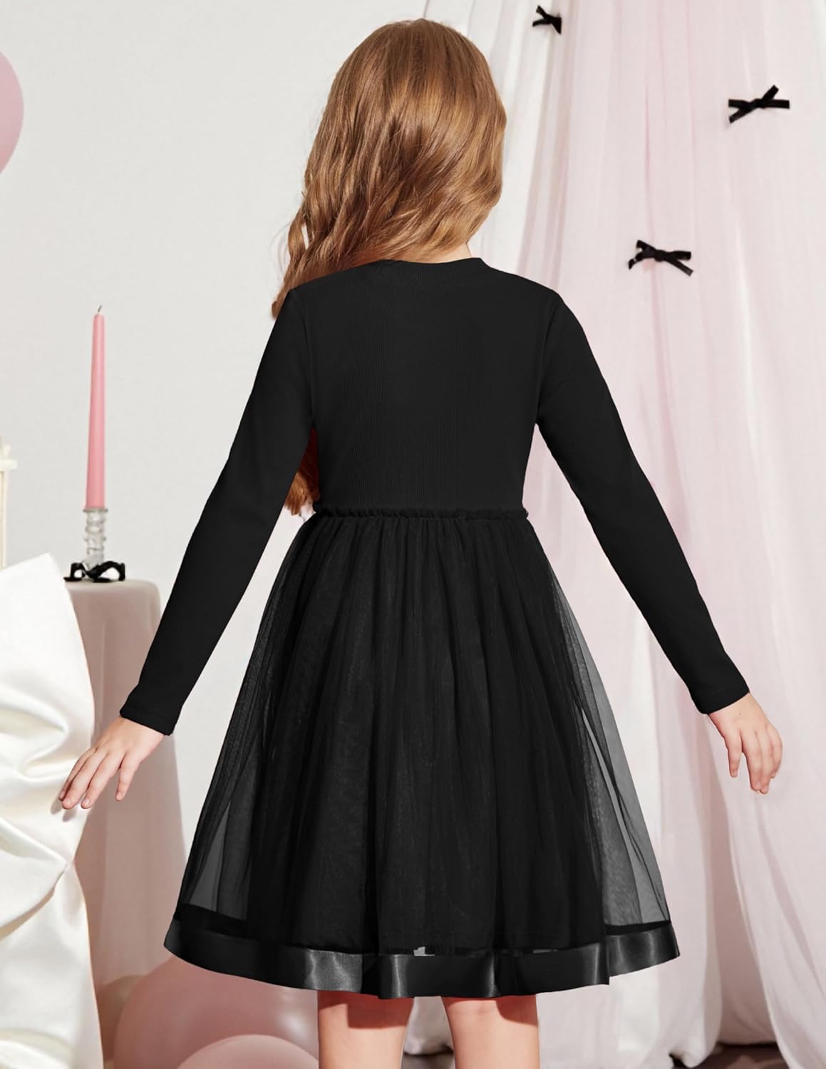 Arshiner Toddler Tutu Dress Little Girls Fall Winter Long Sleeve Holiday Party Tulle Dresses 3-8Y - Image 3