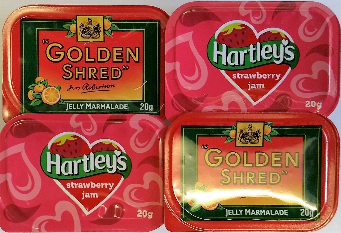 5 x Robertson's Golden Shred & 5 Hartley's Strawberry Jam
