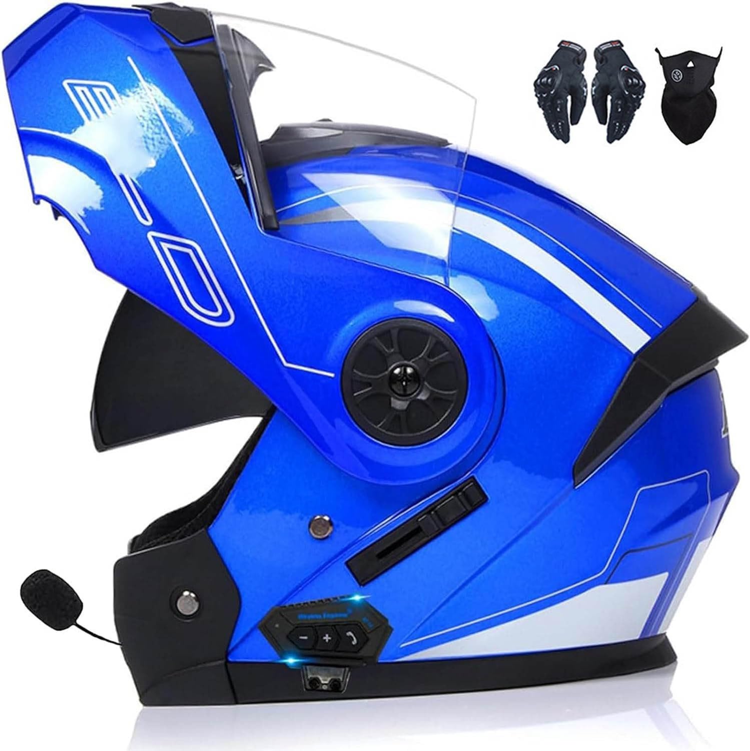 Casque moto modulaire Bluetooth ECE avec double visière antibuée pour scooter - 8