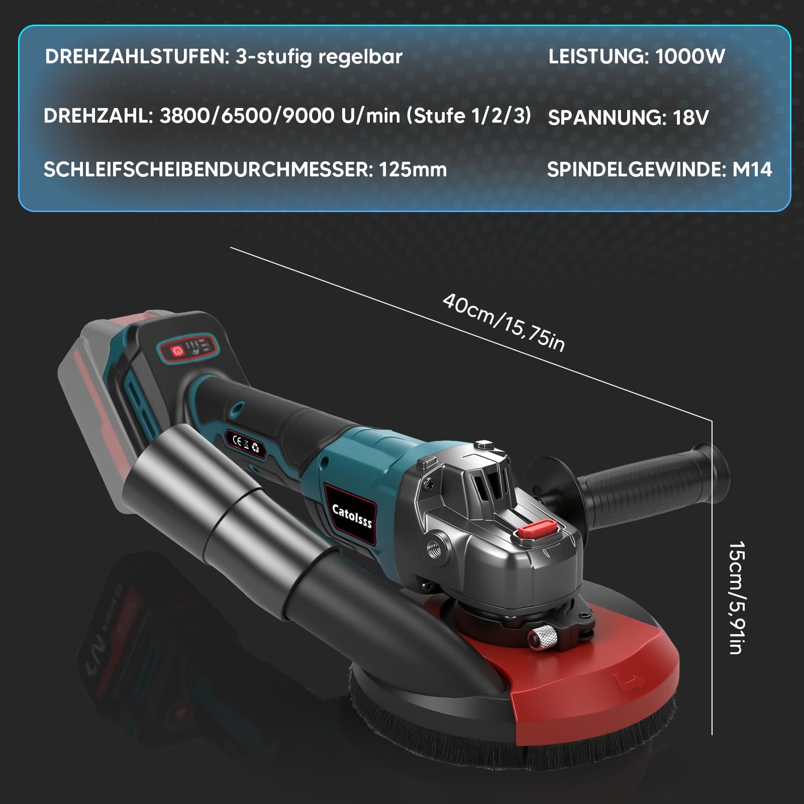 Akumulatorowa szlifierka do betonu Makita 18 V, kompaktowa szczotka, 9000 obr./min z 3 prędkościami, frezarka do betonu z diamentową tarczą szlifierską 125 mm do szwu szalunkowego, usuwania błony