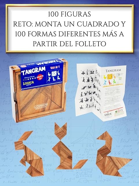 Foto 5 de 5 de Logica Juegos Art. Tangram - 100 Puzzles en 1 - Rompecabezas de Madera Preciosa - Juego Educativo para Niños