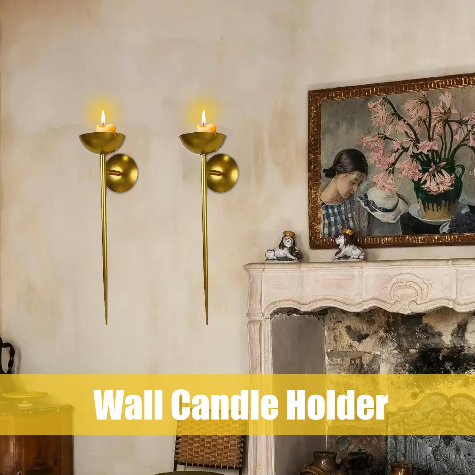 Applique per candele da parete, portacandele da parete - Portacandele in metallo | Eleganti portacandele per camera da letto, soggiorno, cucina, bagno