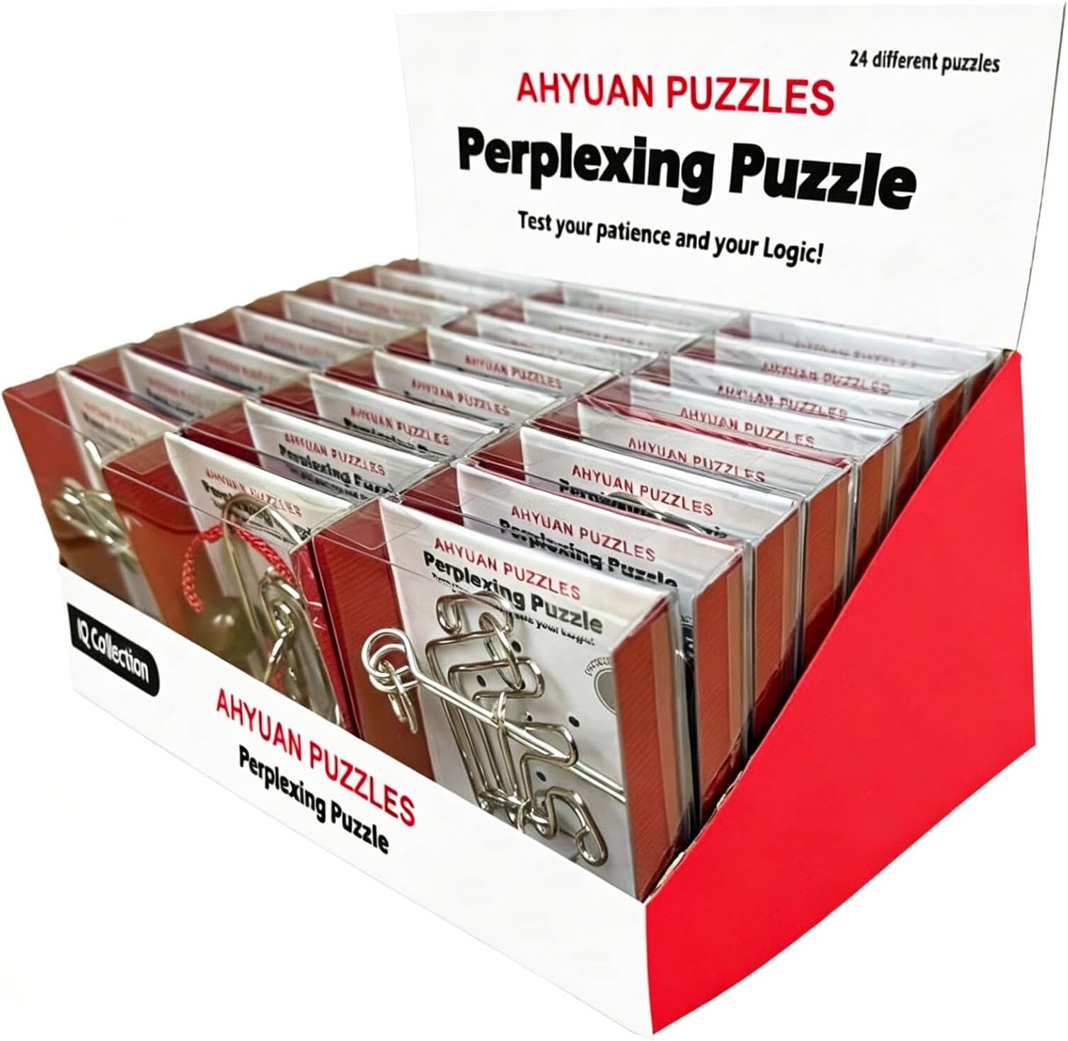 AHYUAN 24 Packs Large Metal Puzzles Brain Teaser IQ Wire Puzzles with Individual Solution Paper Box Gift Package Educational Puzzle Games Fidget Toys Magic Trick Toy Party Favors for Kids Adults