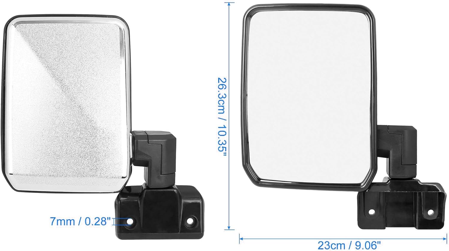 Unifizz 1 Pair Side View Mirror, Driver Side Rearview Mirrors Passenger Side Mirrors Car Side Door Mirror for To-yo-ta Land Cruiser 70 75 78 Series 1985-2006 Silver Tone