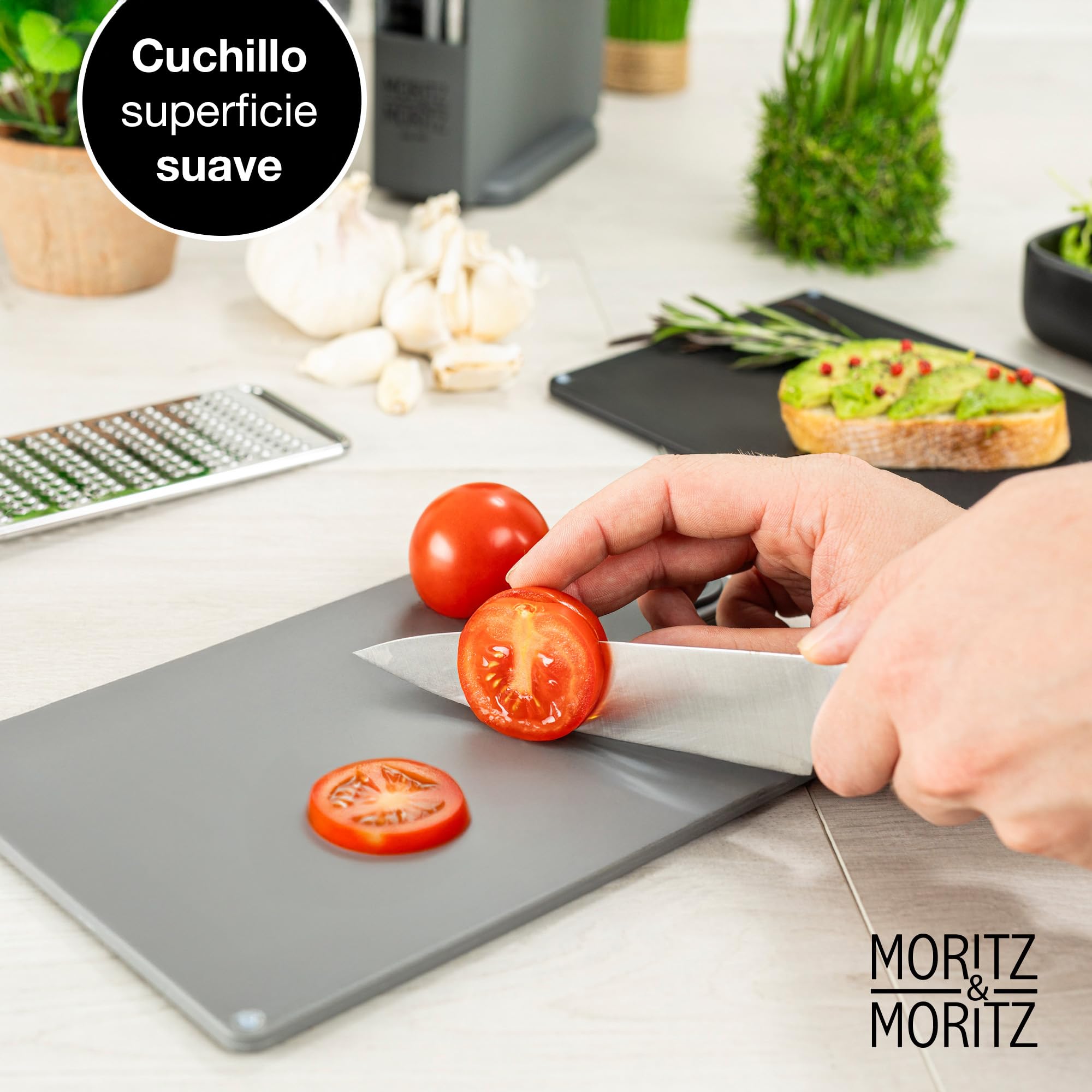 Moritz & Moritz 4x Tabla de Cortar Cocina 20,5 x 14,5 cm con Soporte Antideslizante