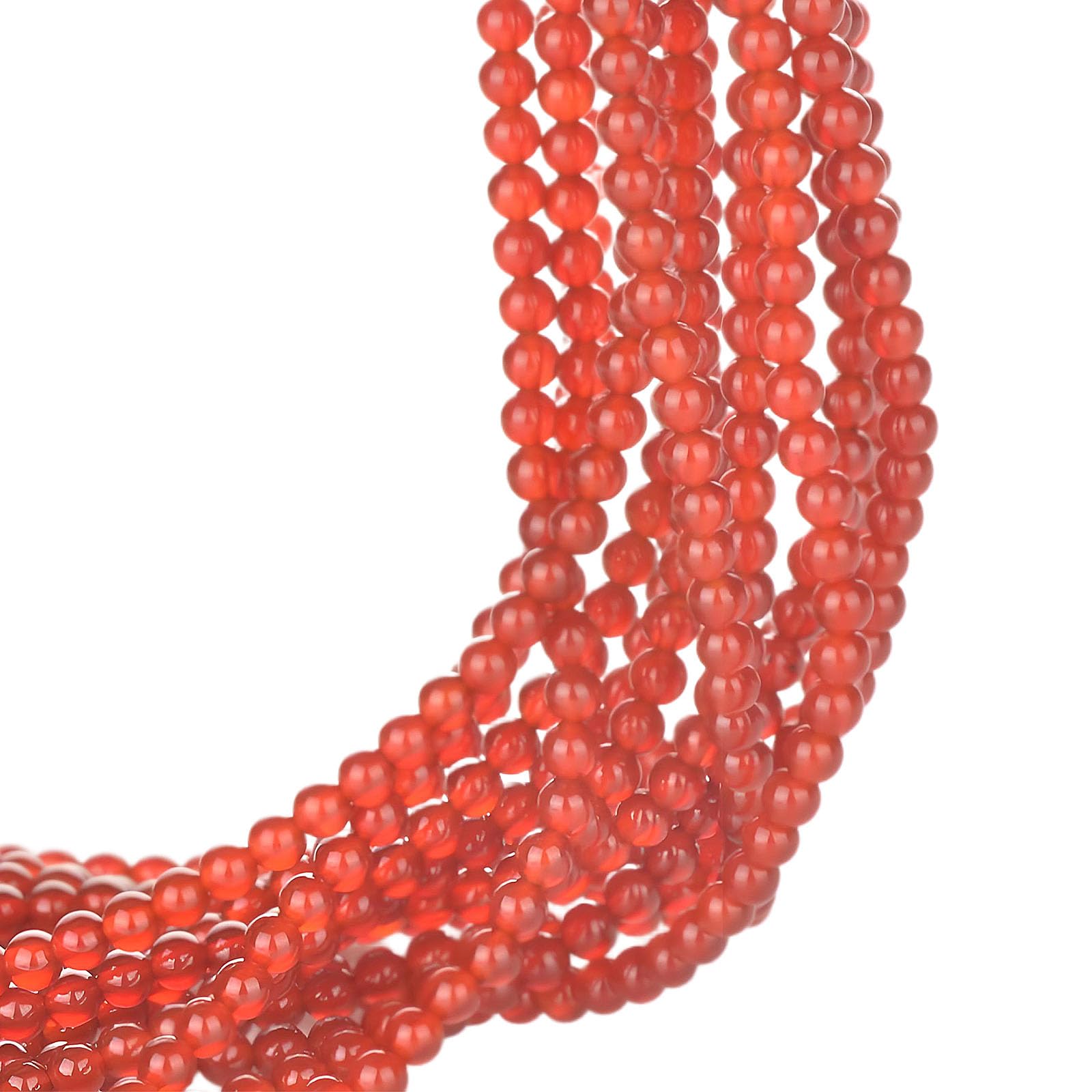 4mm Round Natural Stone Beads for Bracelets, Crystal Semi Precious Gemstones for Jewelry Crafting Earring Necklace Keychain Making (Red Agate)