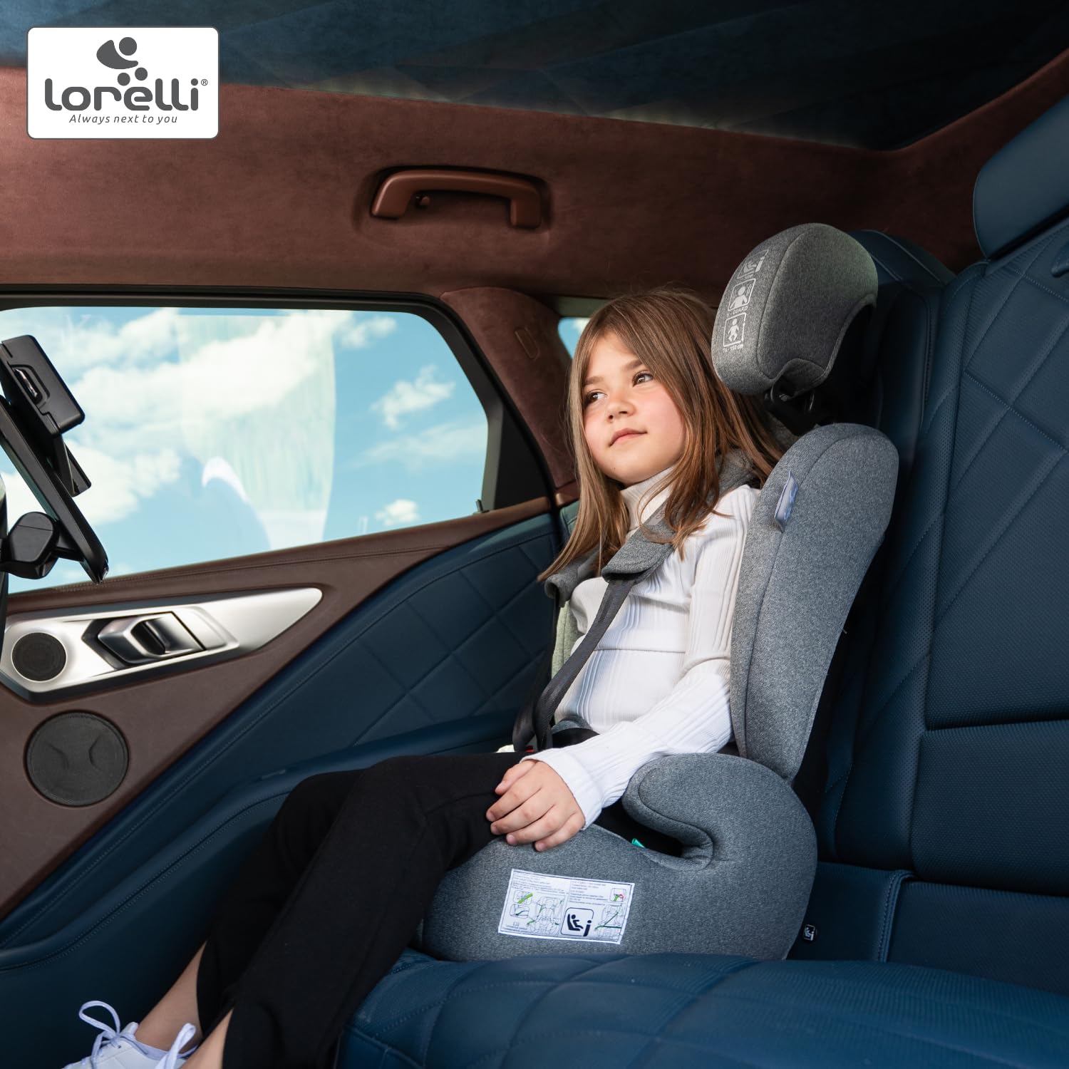 Lorelli Auto Kindersitz Colombo i-Size, mitwachsender Autositz für Kinder von 76-150 cm, Babysitz, Autokindersitz, Einstellbare Kopfstütze, 5-Punkt-Sicherheitsgurt, gelb