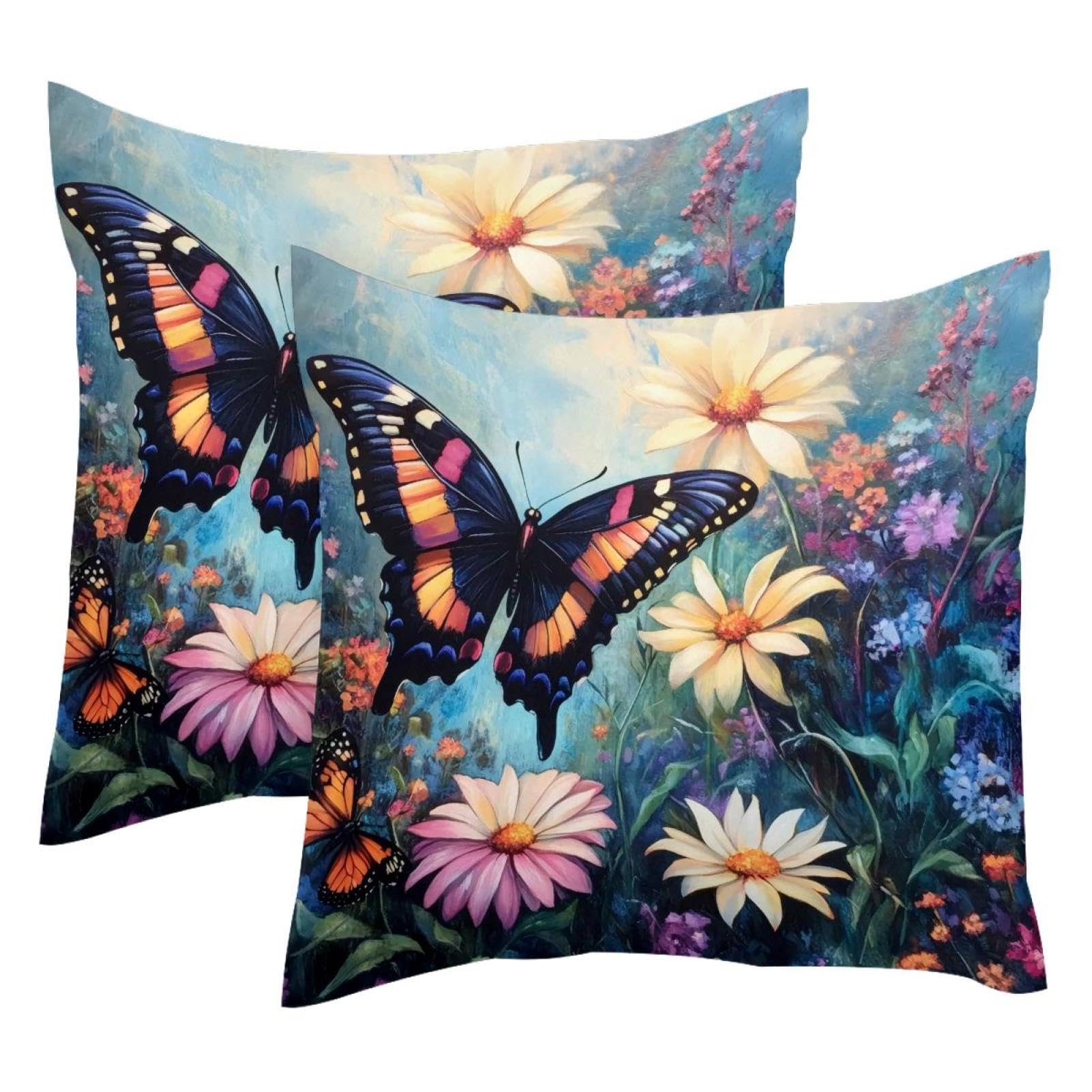Housse de coussin velours doux de qualité supérieure à motif floral lot de 2 50x50