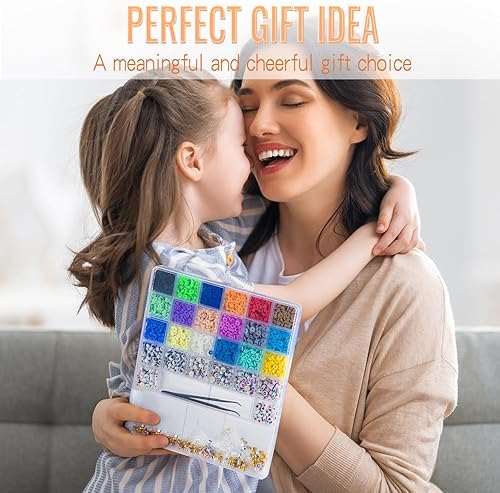 Miniatura 6 de Goldwise Kit de cuentas de arcilla para hacer pulseras, 3600 piezas, cuentas planas de 18 colores para pulseras de amistad, cuentas heishi de