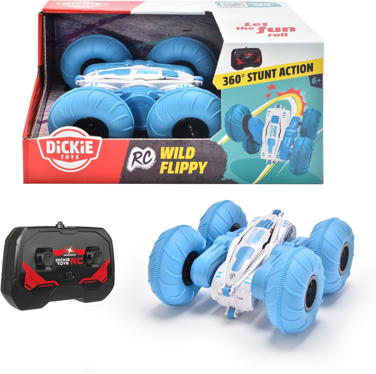 Dickie Toys - Wild Flippy Remote Control Car (Blue) - Remote control car with turn and turn function (up to 8 km/h), Toy car for children from 6 years old.