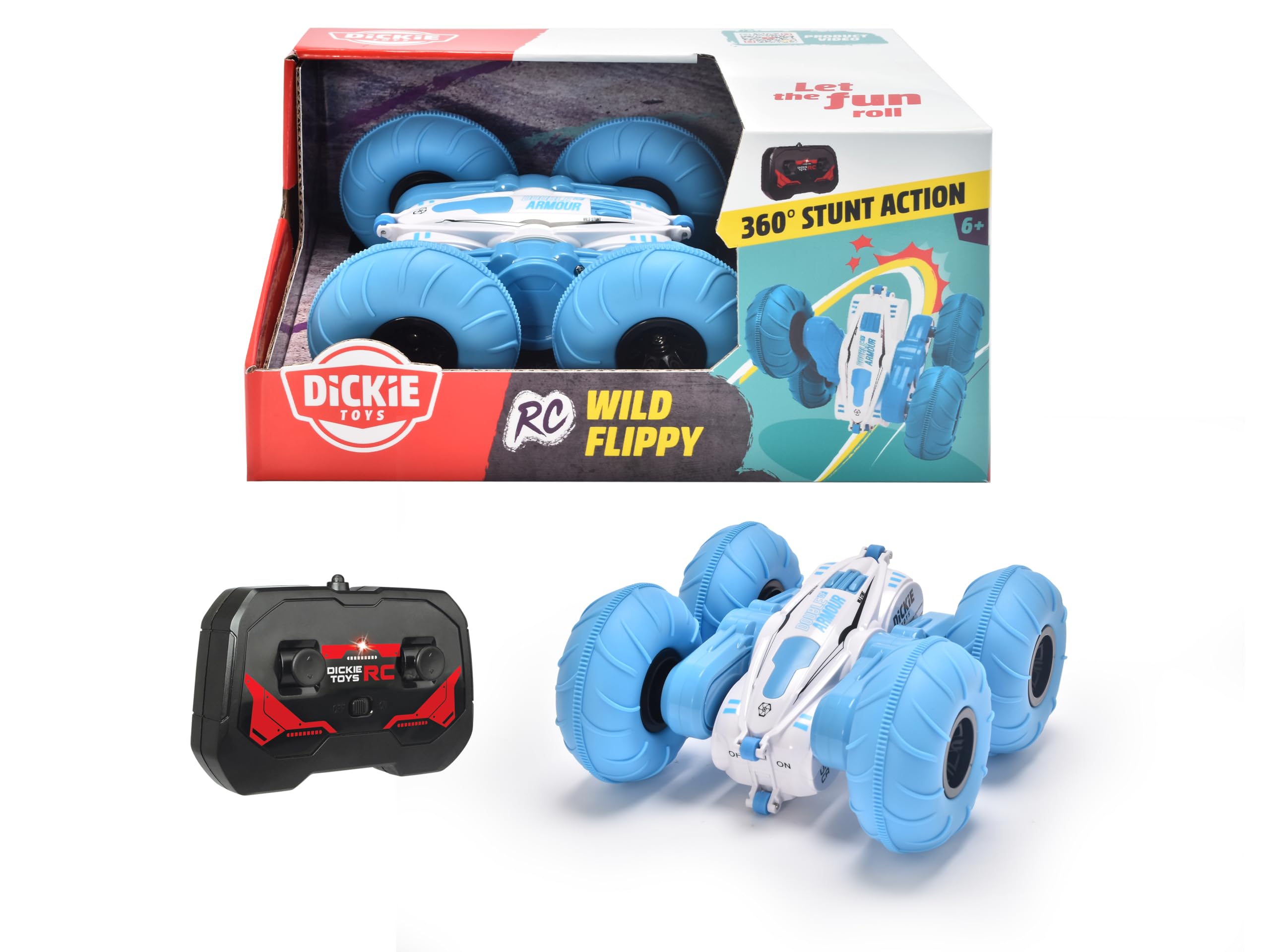 Dickie Toys - RC Car Wild Flippy (Blue) - Remote Controlled Car with 360 Rotation and Flip Function, Up to 8 kmh, For Children Aged 6 and Up