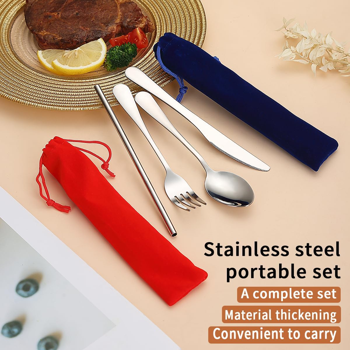 Portable Flatware, Reble Cping Flatware, Bento Box Flatware,