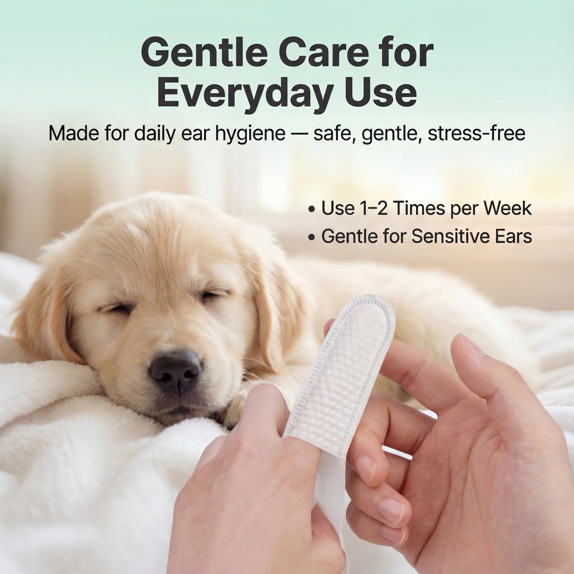 LULUMONSTER Dog Ear Wipes Finger Pads – Ear Cleaner Finger Wipes for Dogs & Cats, Remove Ear Wax & Odor, Gentle & Unscented 3