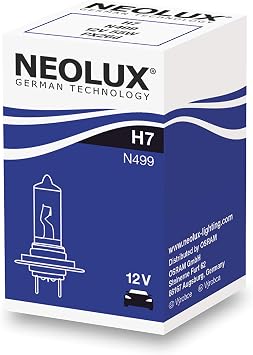 Neolux Standard H7, Halogen Headlight Cars and Motorcycles, N499, 12V, 55W, Folding Box 1 Bulb, Yellow
