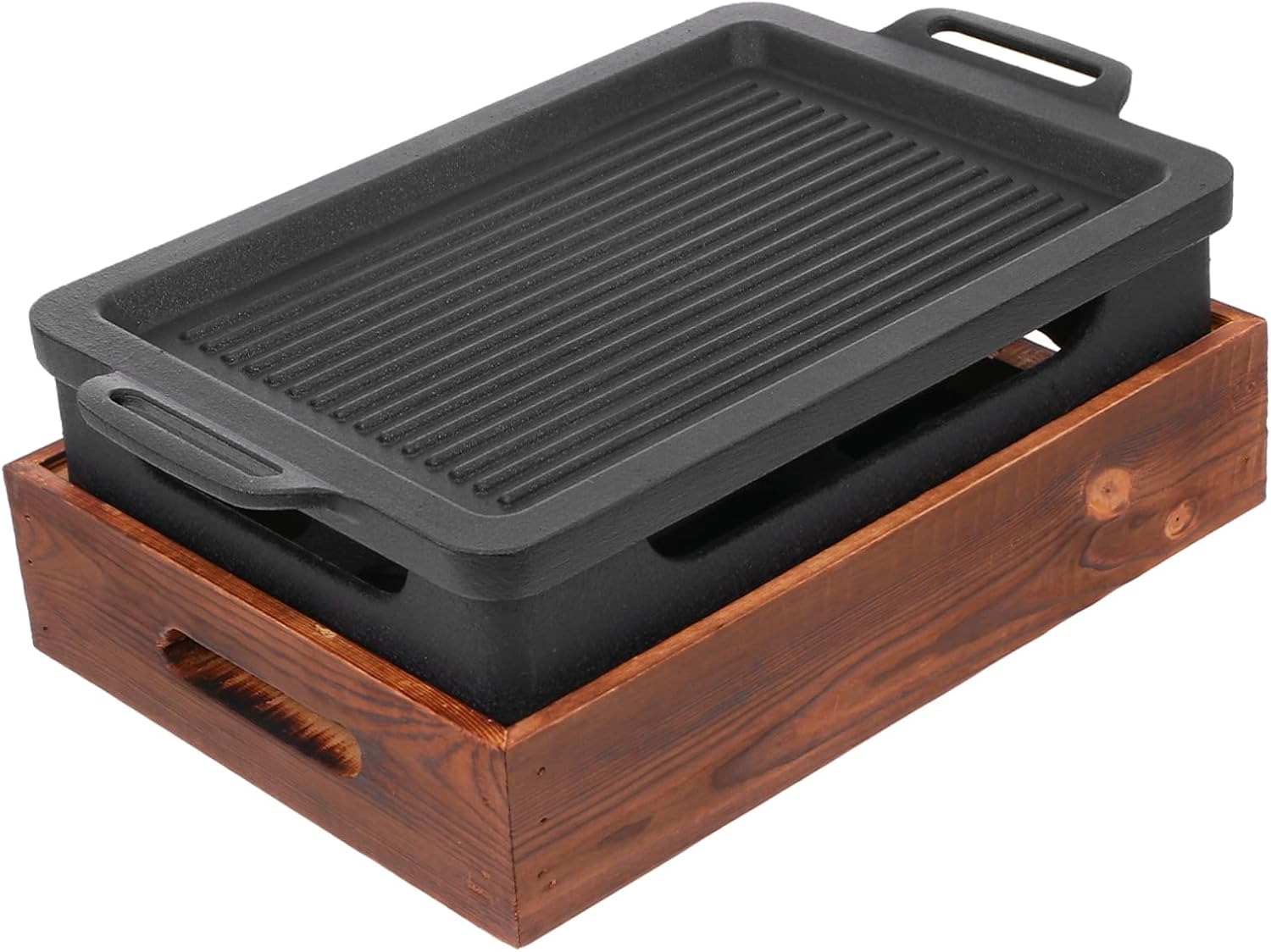 KICHOUSE Rectangular Non-stick Aluminum Barbecue Grill Pan Versatile Teppanyaki Plate for Lamb Chops and Steak Design for Indoor and Outdoor Cooking