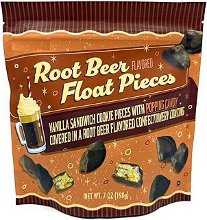 Rootbeer Float Pieces Vanilla Sandwich Cookies Pieces with Popping Candy 7oz/198g - Pack of 1