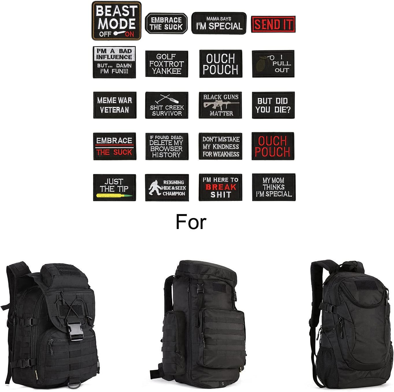 WZT 20 Pieces Funny Tactical Military Morale Patch Full Embroidery Patch | Perfect for Hats,Caps,Bags,Jackets,Backpacks,Military,Tactical Exercise and other outdoor activities