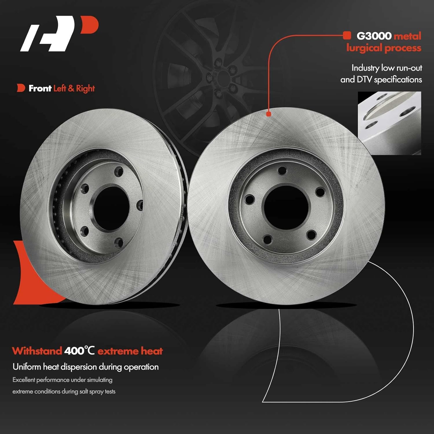 A-Premium 11.42 inch (290mm) Front Vented Disc Brake Rotors Compatible with Select Nissan and Infiniti Models - Quest 2004-2009 2011-2017, M45 2003-2004, Q45 2002-2006, 2-PC Set