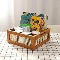 Vista 2 de YAHUAN Cesta de madera tejida de madera para almacenamiento, cesta de bambú con asas integradas para despensa de cocina, gabinete, oficina