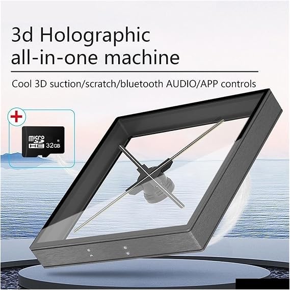 3D Hologram Fan, 3D Hologram Fan Display LED Light Beads Naked Eye Holographic Fan Holographic Imaging Player Advertising (56cm Gray)