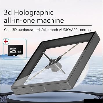 3D Hologram Fan, 3D Hologram Fan Display LED Light Beads Naked Eye Holographic Fan Holographic Imaging Player Advertising (56cm Gray)