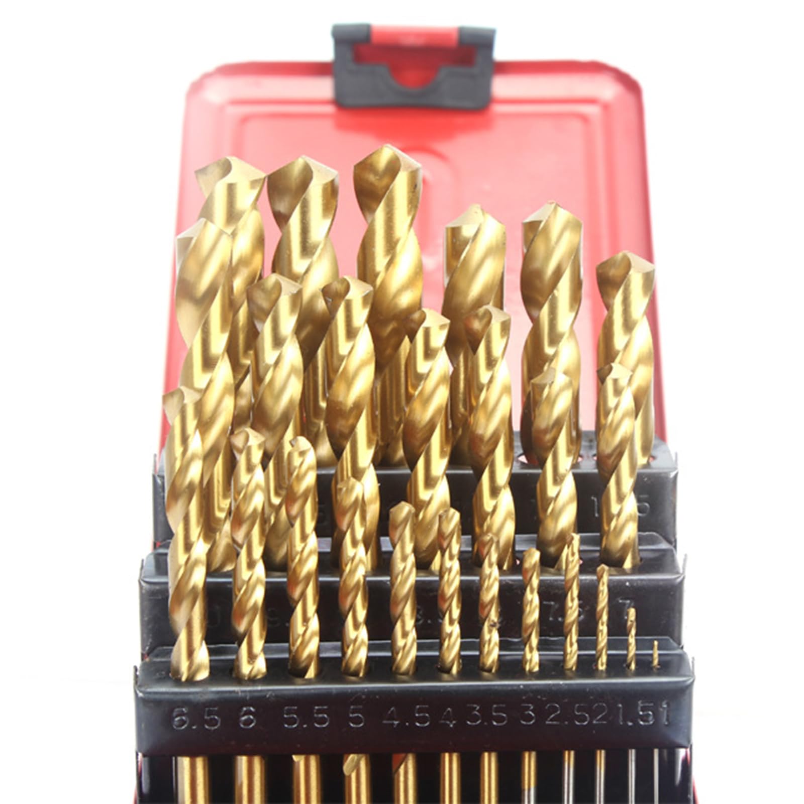 Juego de 25 brocas helicoidales de acero de alta velocidad con caja de almacenamiento para acero, metal, aluminio