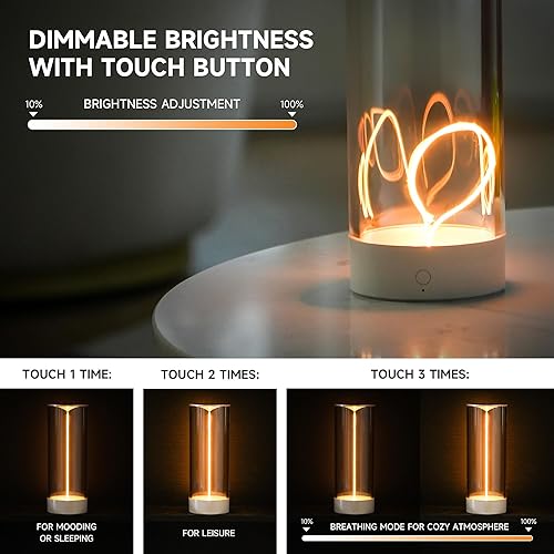 Miniatura 3 de AUGE LIGHT Lámpara de escritorio minimalista inalámbrica, lámparas de mesa LED recargables modernas, luces regulables con 3 niveles para juegos,