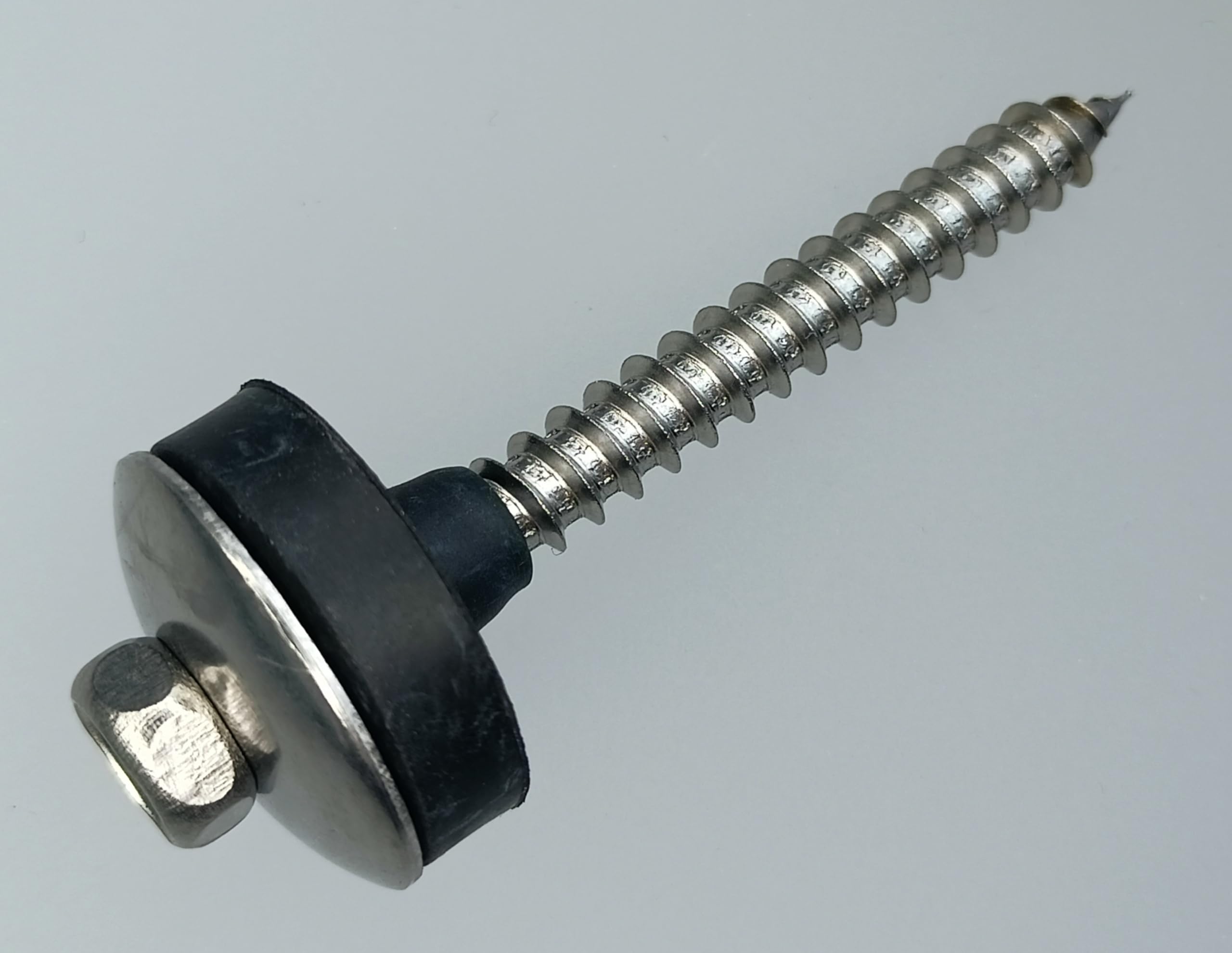100 Stk. Spezial-Edelstahl-Schrauben PID Typ A für Holzunterkonstruktion mit Spitze D 6,5x 64mm incl. großer Edelstahl-Unterlegscheibe U25 und weichmacherfreier EPDM-Pilzdichtung