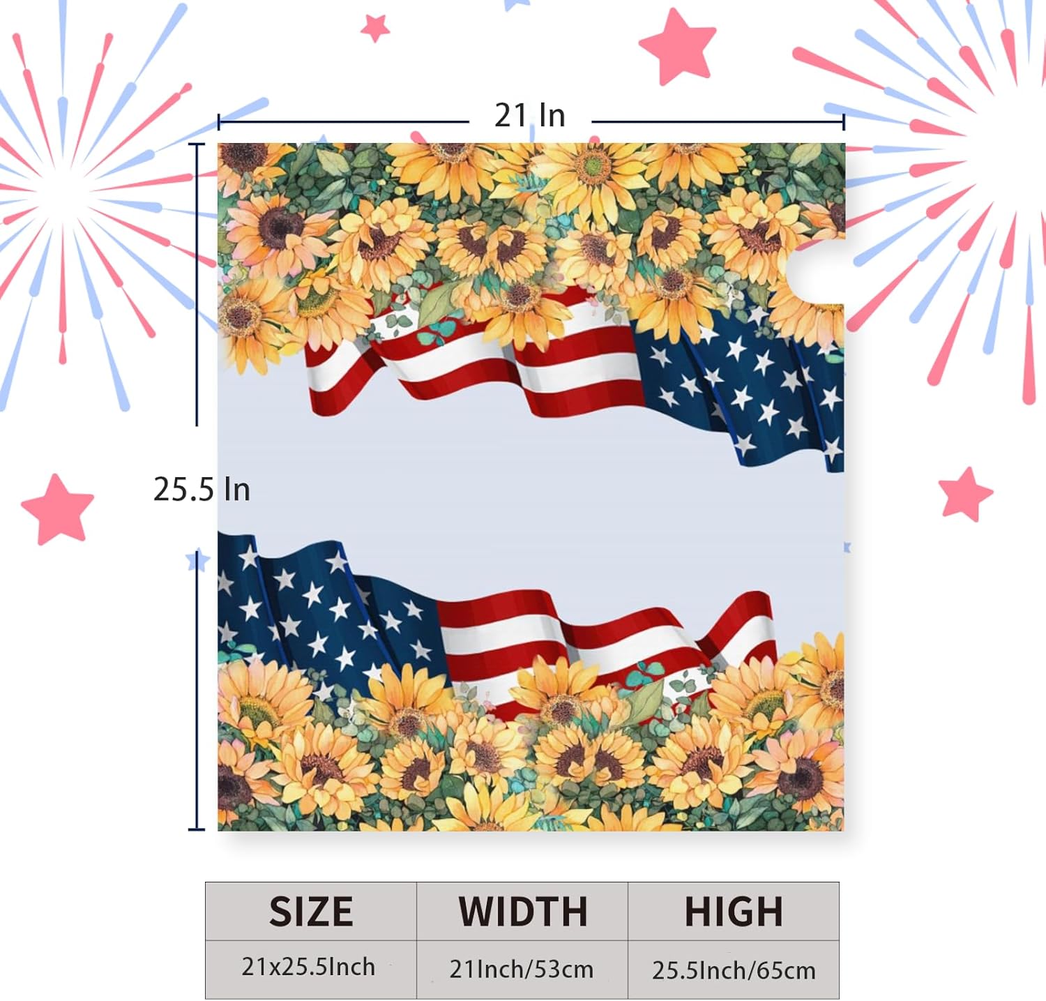 Patriotic Mailbox Cover Magnetic Large Size Summer July 4th Mailbox Wrap America Flag Flower Letterbox Cover USA Independence Day Floral Mail Box Covers Outdoor Decor Oversized 25.5 X 21 Inch